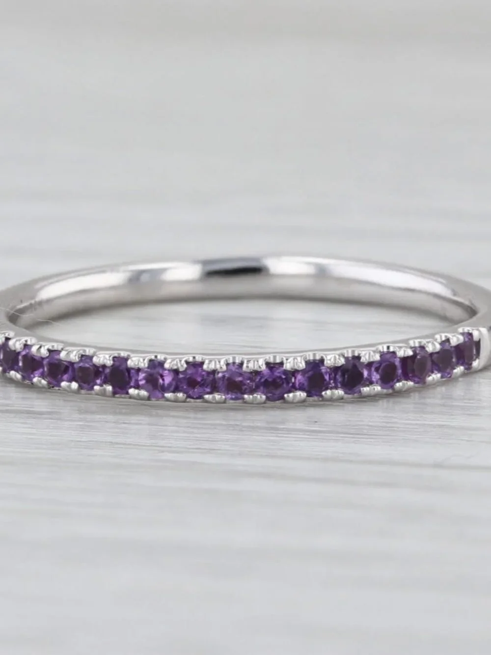 0.26ctw Amethyst Stackable Ring 14k White Gold Size 9.25 Wedding Band